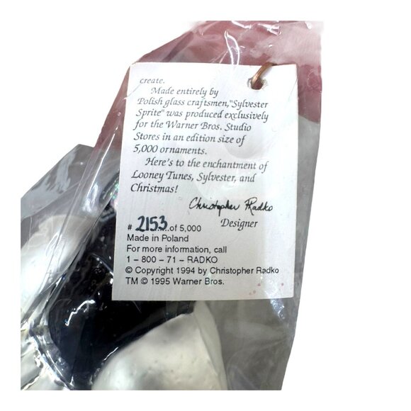 Radko WB Sylvester Sprite Purple Christmas Ornament NWT LIMITED EDITION 5000 - Picture 5 of 7